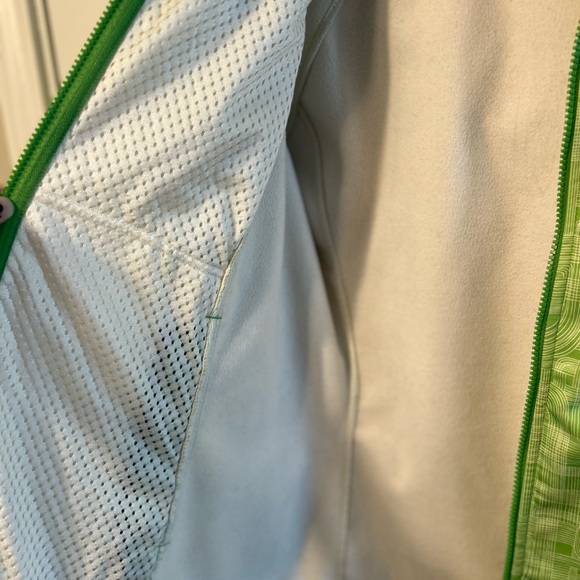 Patagonia Lime Green, Patterned Polyester Zip Up, Cotton Lined Jacket - Picture 7 of 11